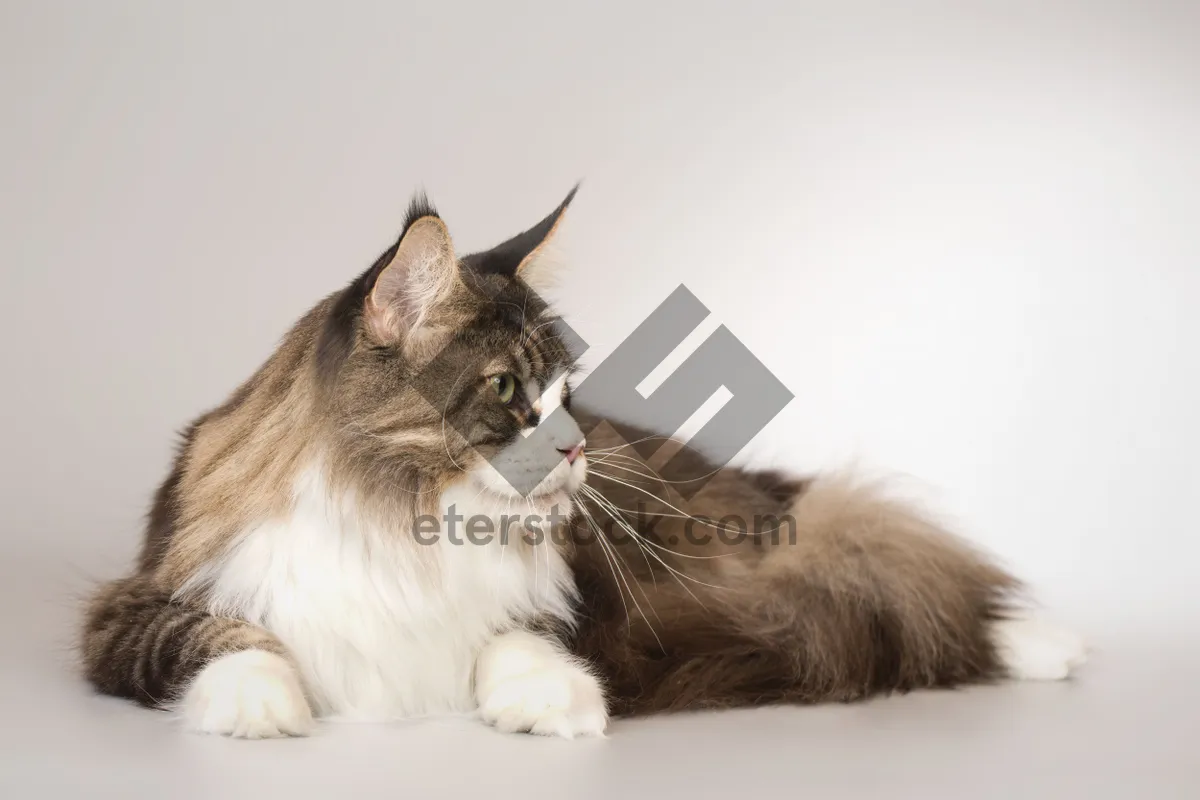 Picture of Cute gray tabby kitten with whiskers and fluffy fur.