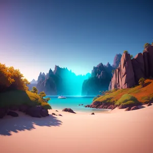 Serenity at Sunset: Majestic Mountain Lake in Summer