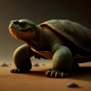 Slow and Steady Shell-Box Turtle in the Desert