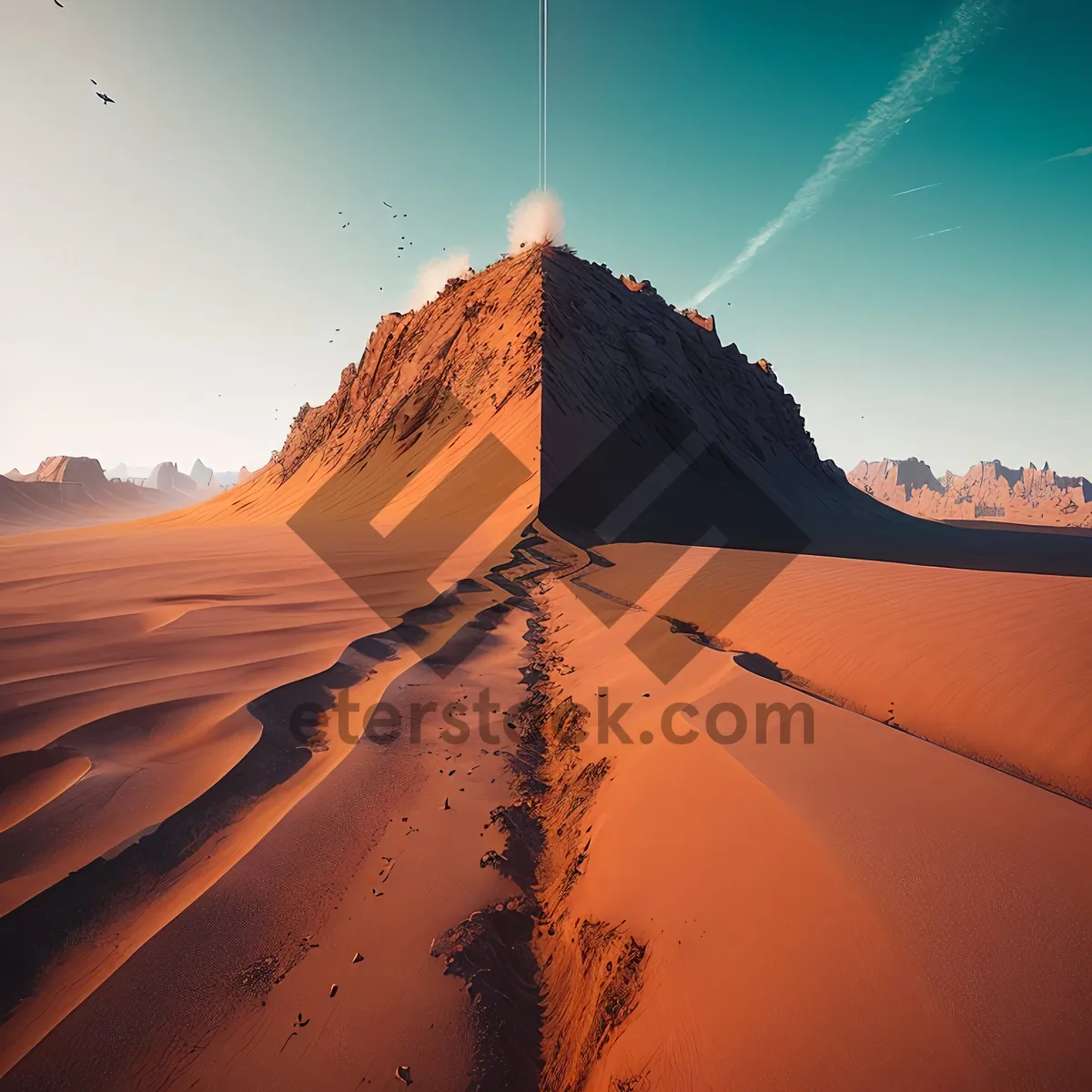 Picture of Sunset Over Desert Dunes: Majestic Sands and Mountain Peaks