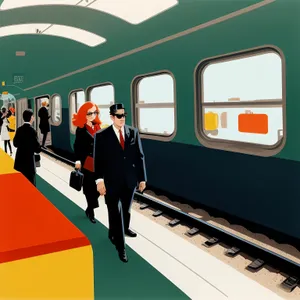 High-Speed Commuter Train in Busy Urban Station