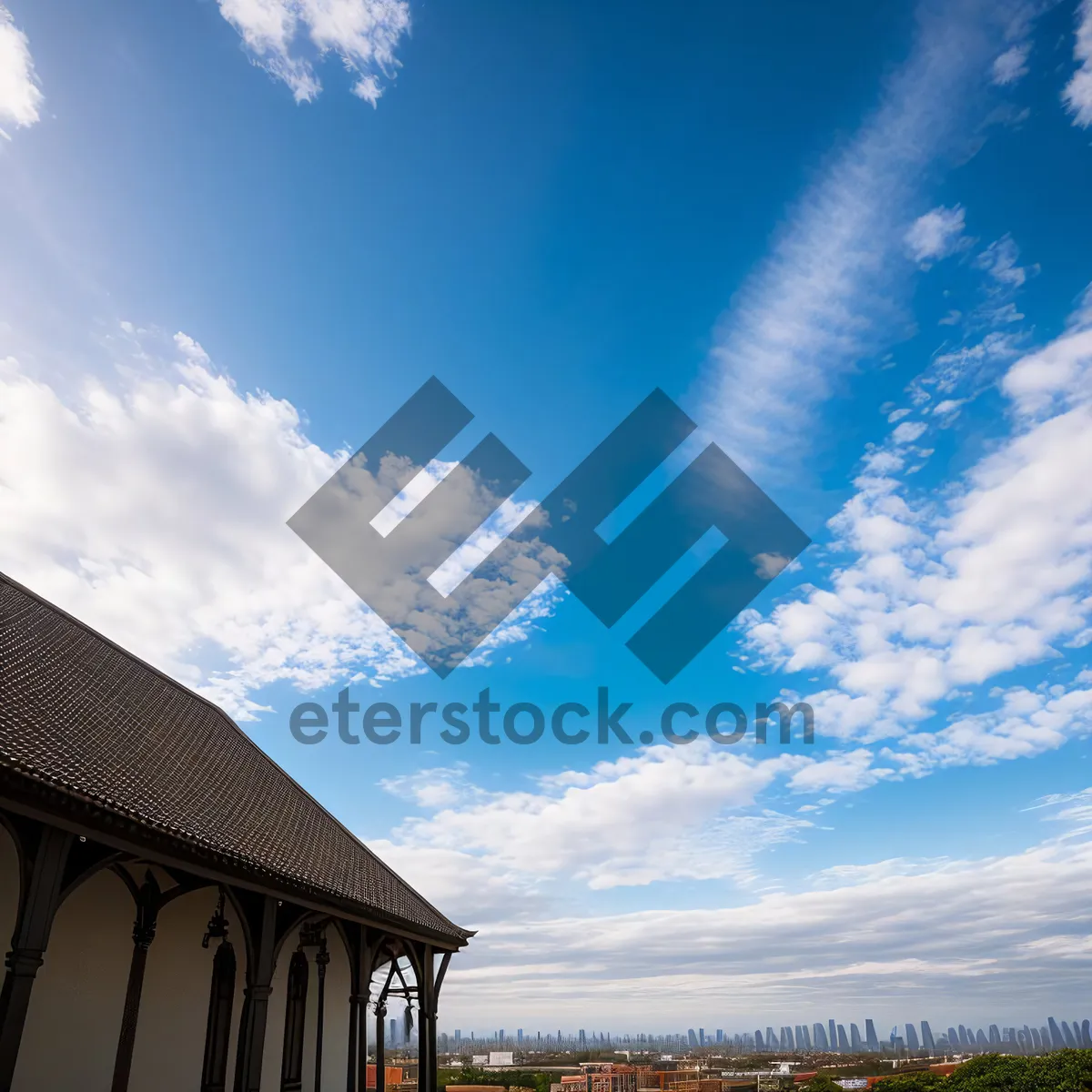 Picture of Summer Skyline: Majestic Clouds Over Idyllic Landscape