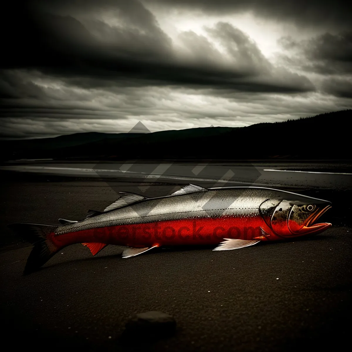 Picture of Sunset over the Sea with Coho Salmon