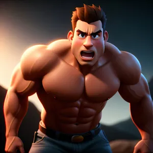 Muscular Cartoon Man Figure - Bodybuilding Animation