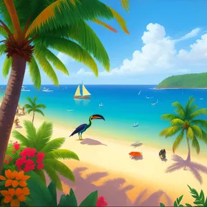 Tranquil Sunset on Exotic Tropical Beach