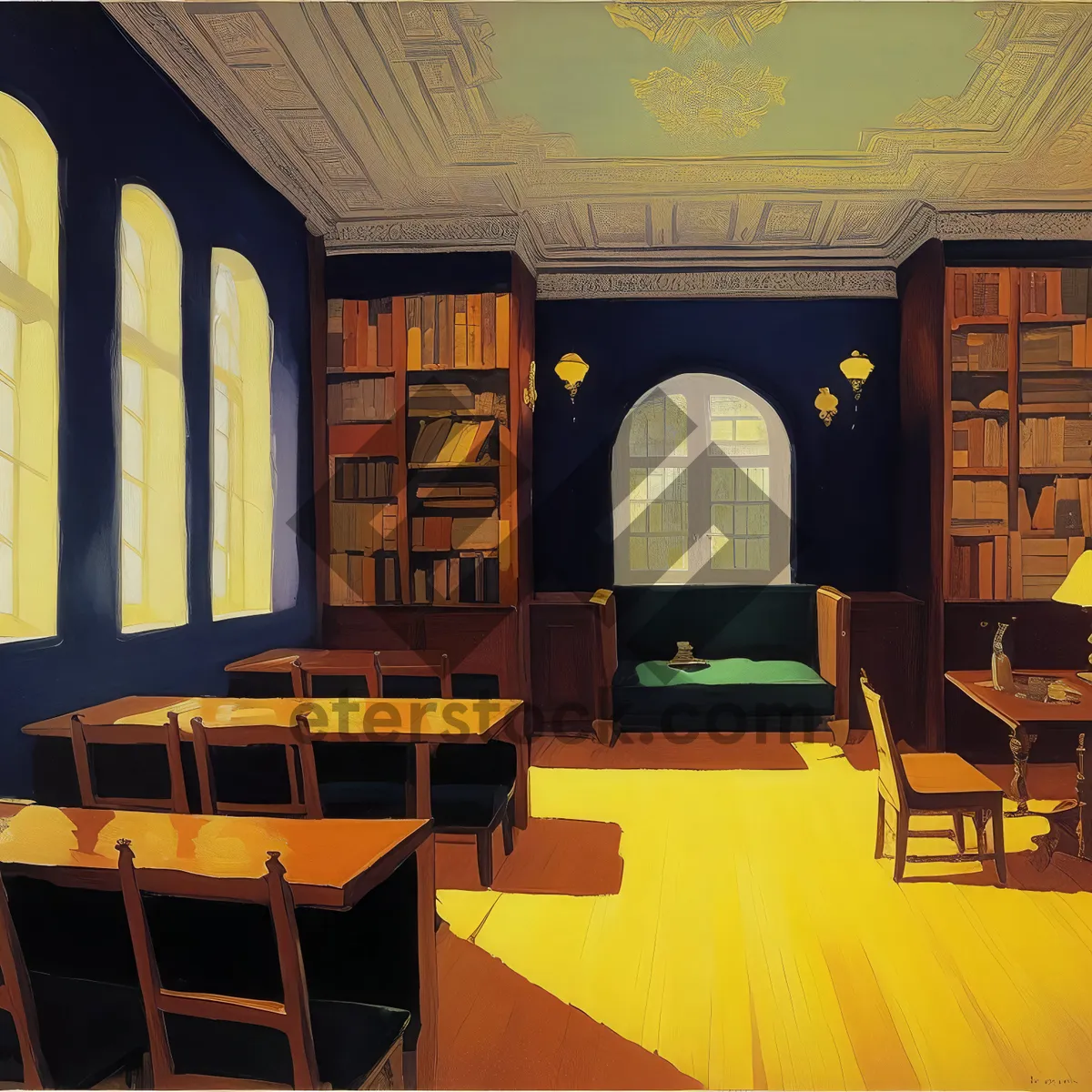 Picture of Old Library Hall with Wooden Furniture
