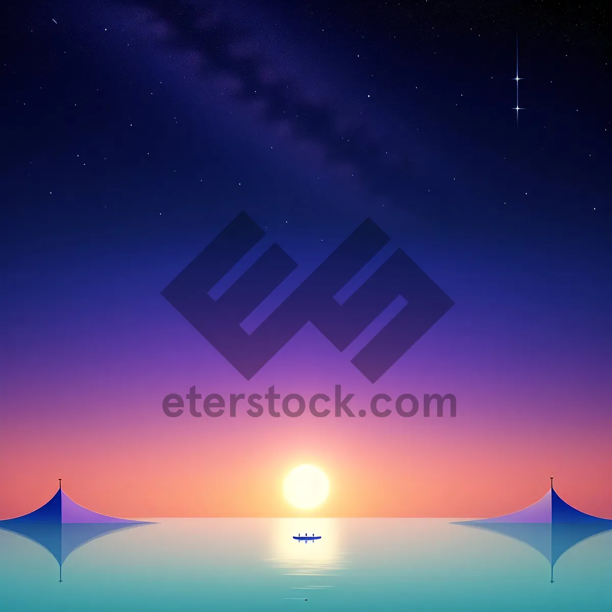 Picture of Winter Night Sky: Snowy Moon and Star Design