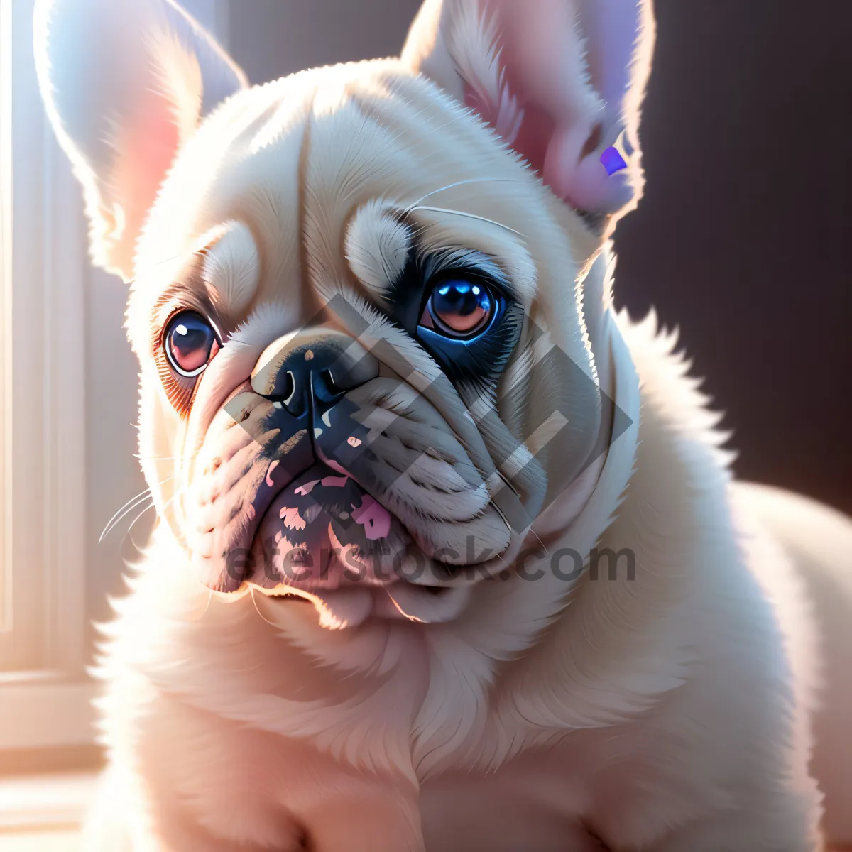 Picture of Delightful portrait capturing the cuteness of a wrinkled bulldog puppy