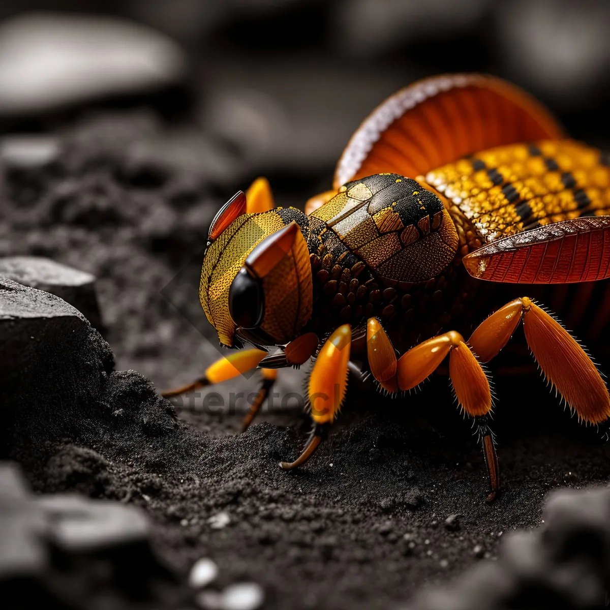 Picture of Closeup of Insect with Black Antenna and Legs