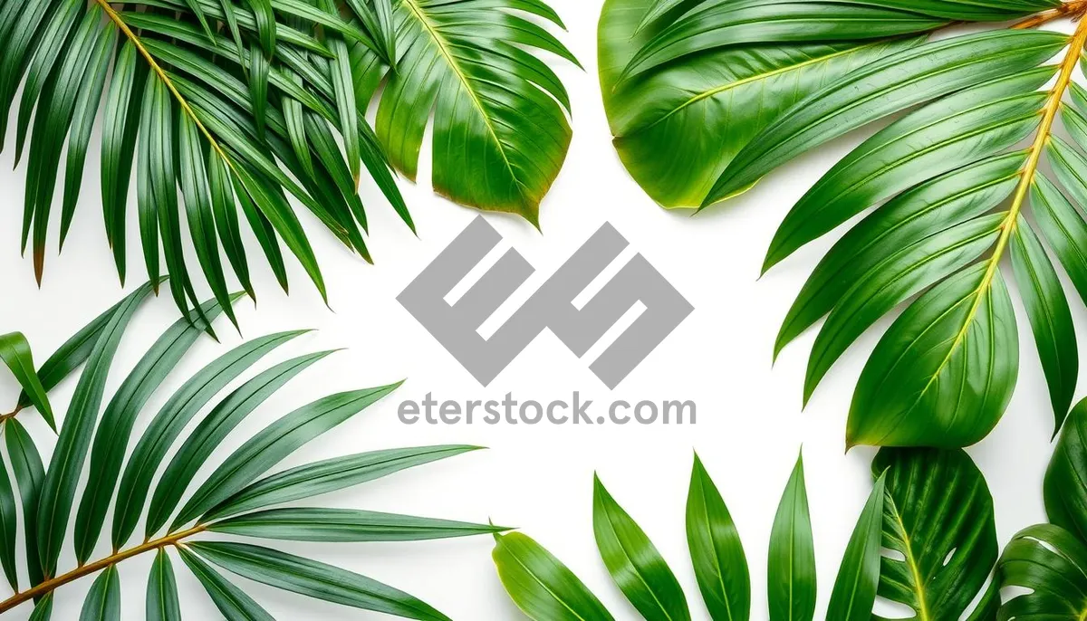 Picture of Lush green bamboo leaves intertwined in decorative frame