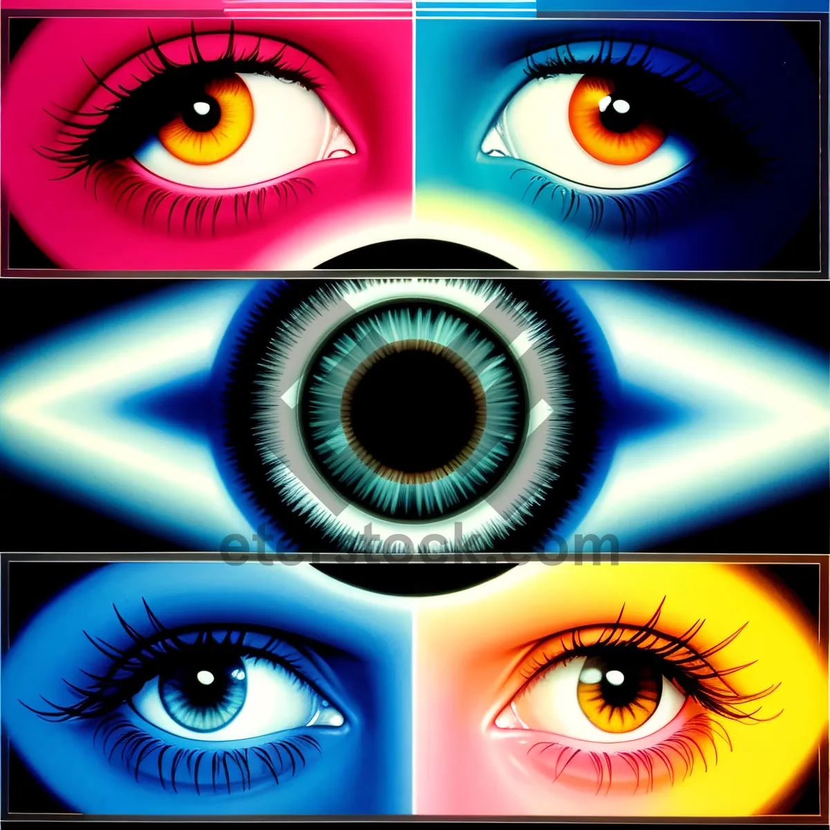 Picture of Colorful Digital Fractal Eyebrow Design with Bass-Like Graphics