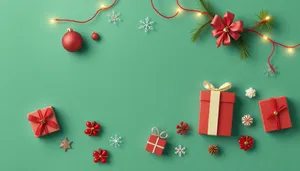 Festive Flower and Holly Greeting Card Design