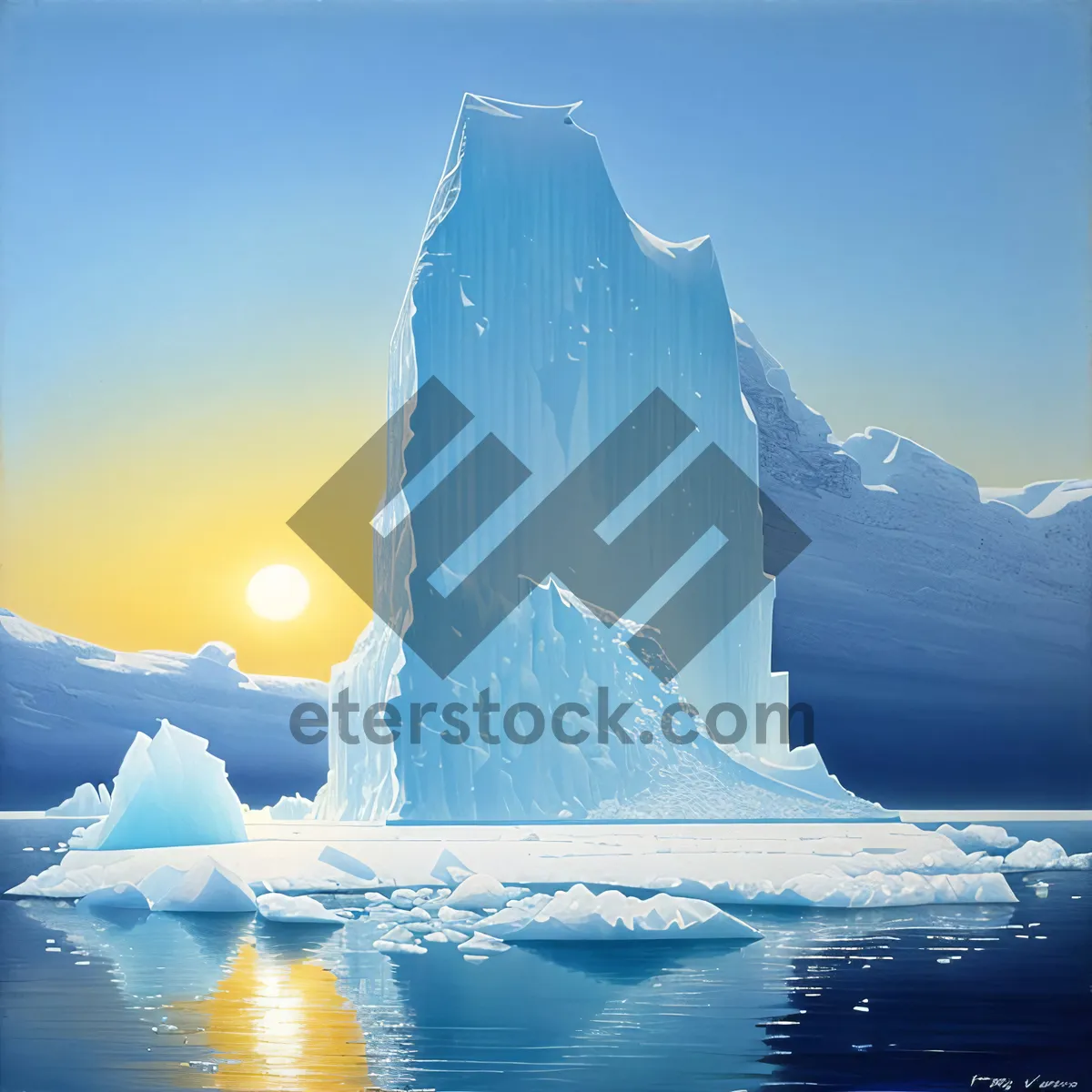 Picture of Snow-Capped Iceberg Amidst Arctic Ocean