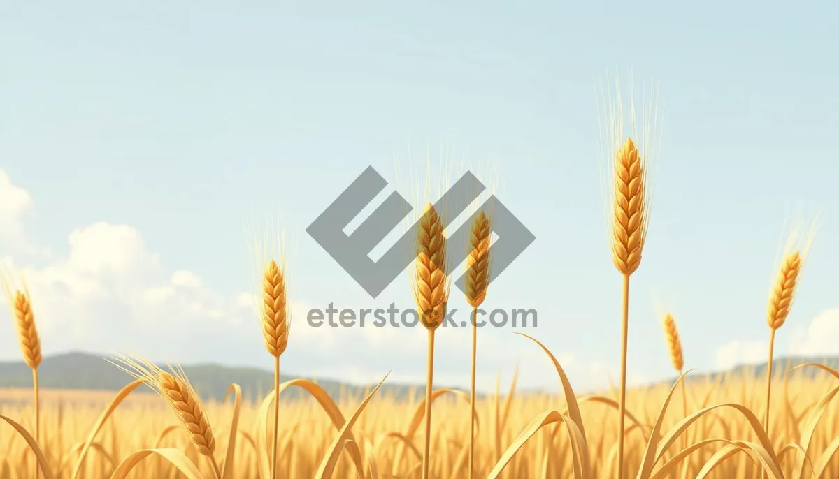 Picture of Golden Wheat Field Under a Clear Blue Sky