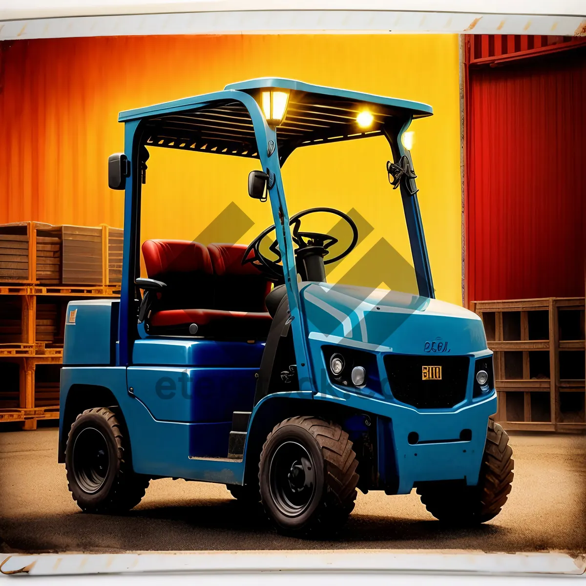 Picture of Golf Equipment Transport: Forklift Loading Cargo on Truck