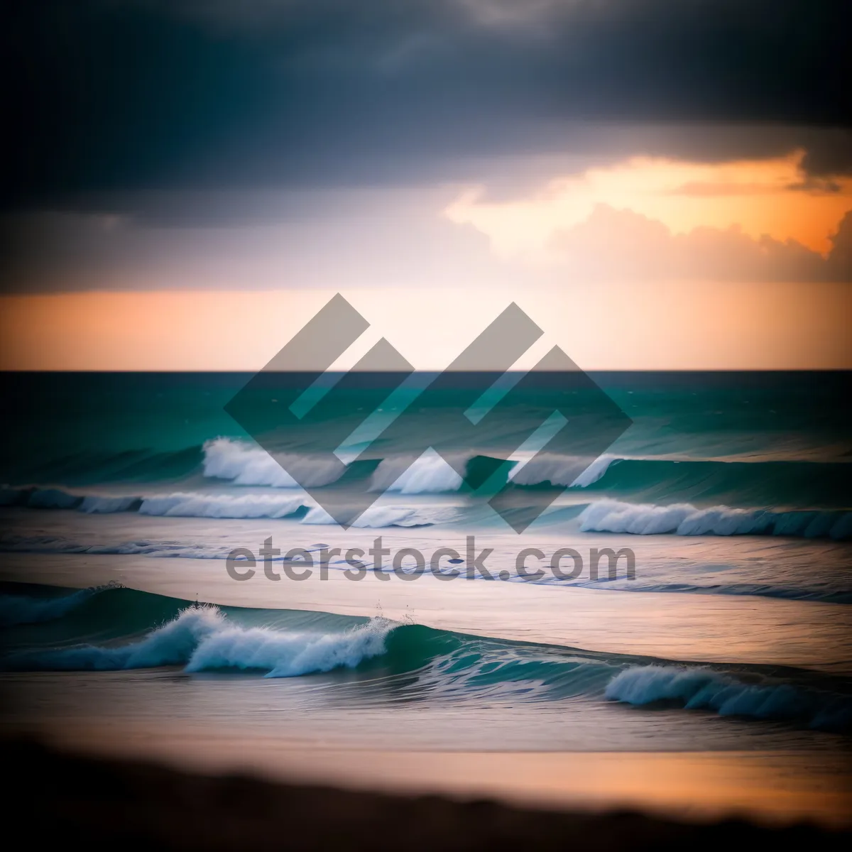 Picture of Sunset Reflection on Tranquil Beach