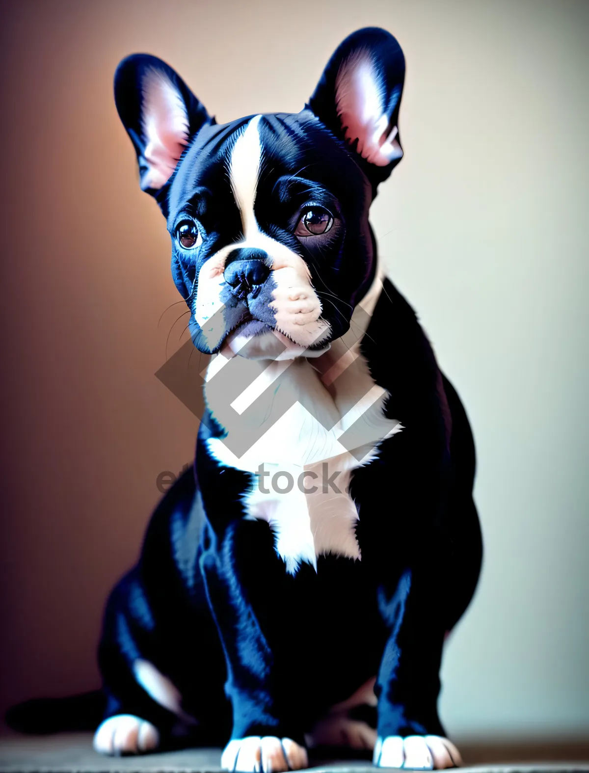 Picture of Cute Purebred Bulldog Puppy with Bow Tie