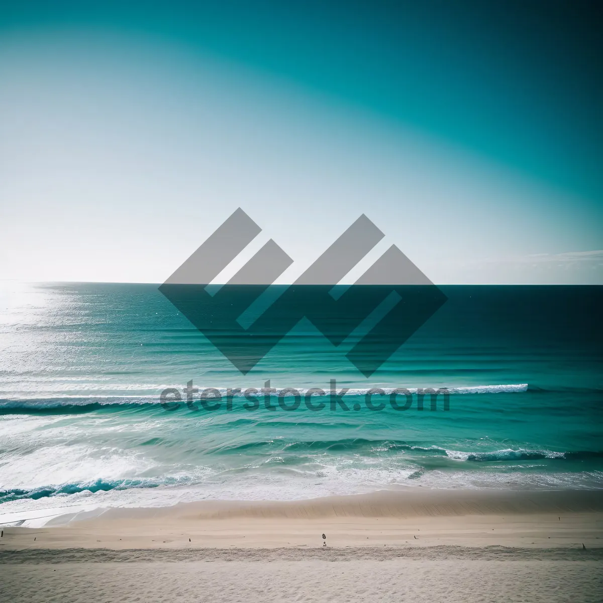 Picture of Serene Beachscape with Turquoise Waves and Sunny Sky