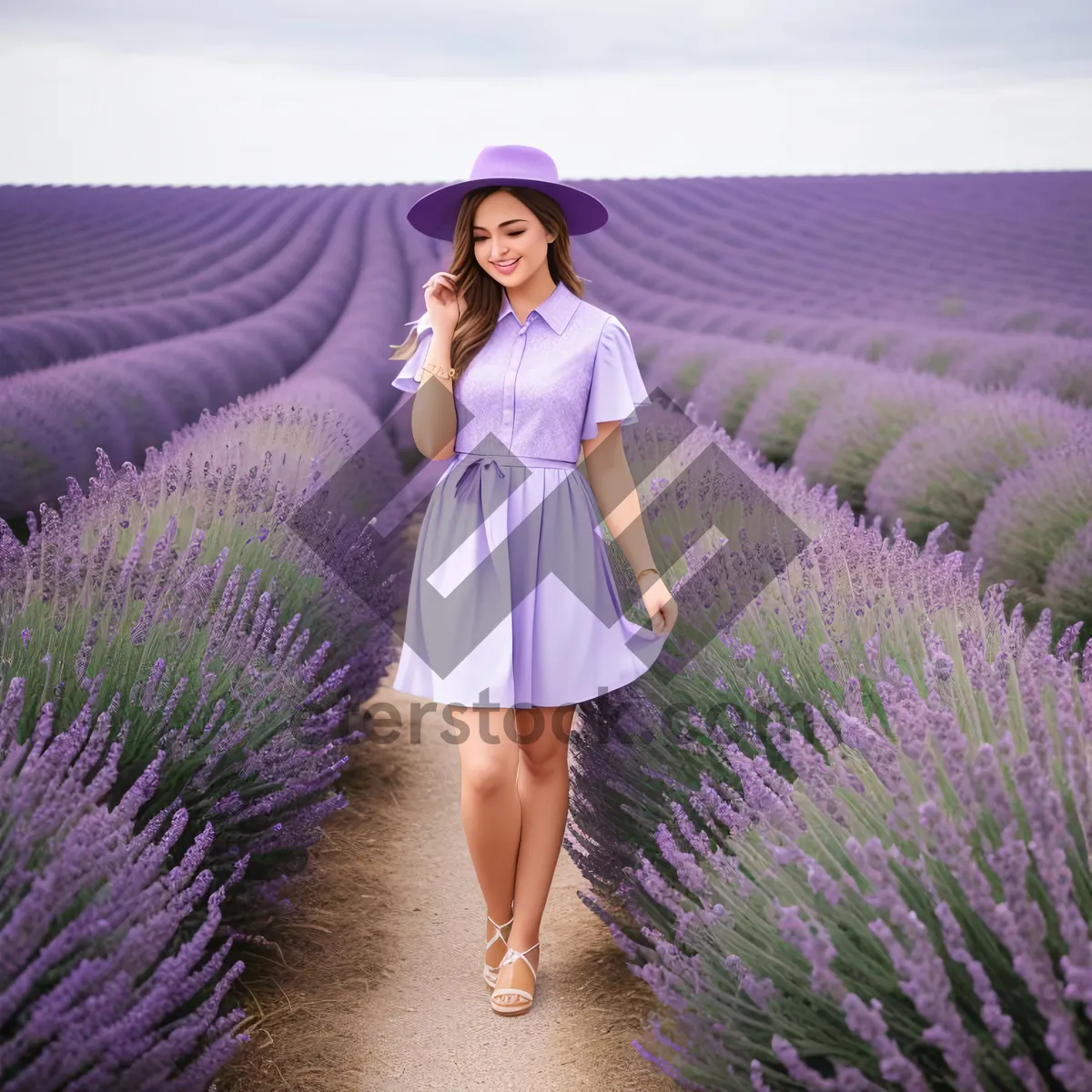 Picture of Vibrant Lavender Artichoke in Beautiful Countryside Field