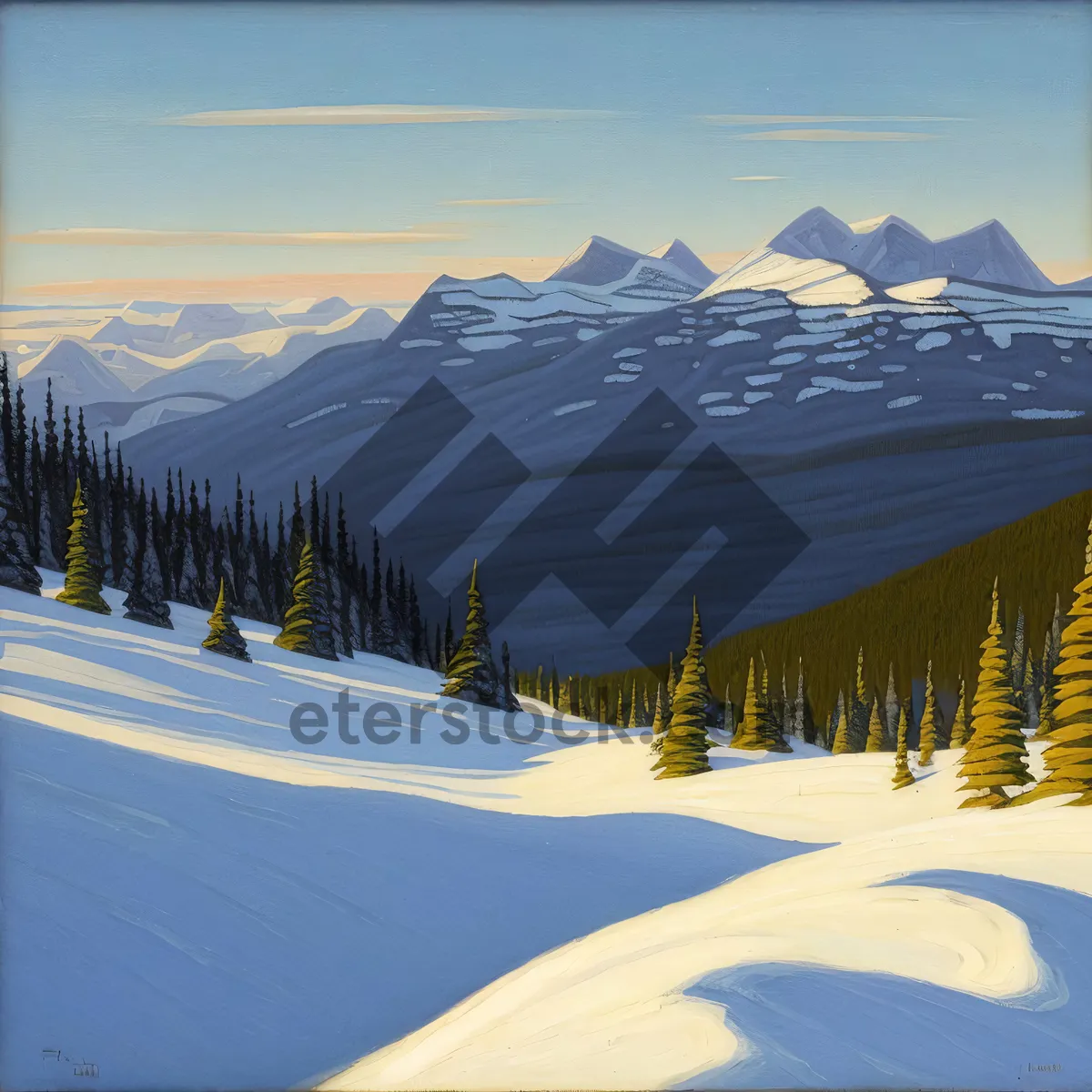 Picture of Winter Wonderland: Majestic Alpine Mountain Landscape