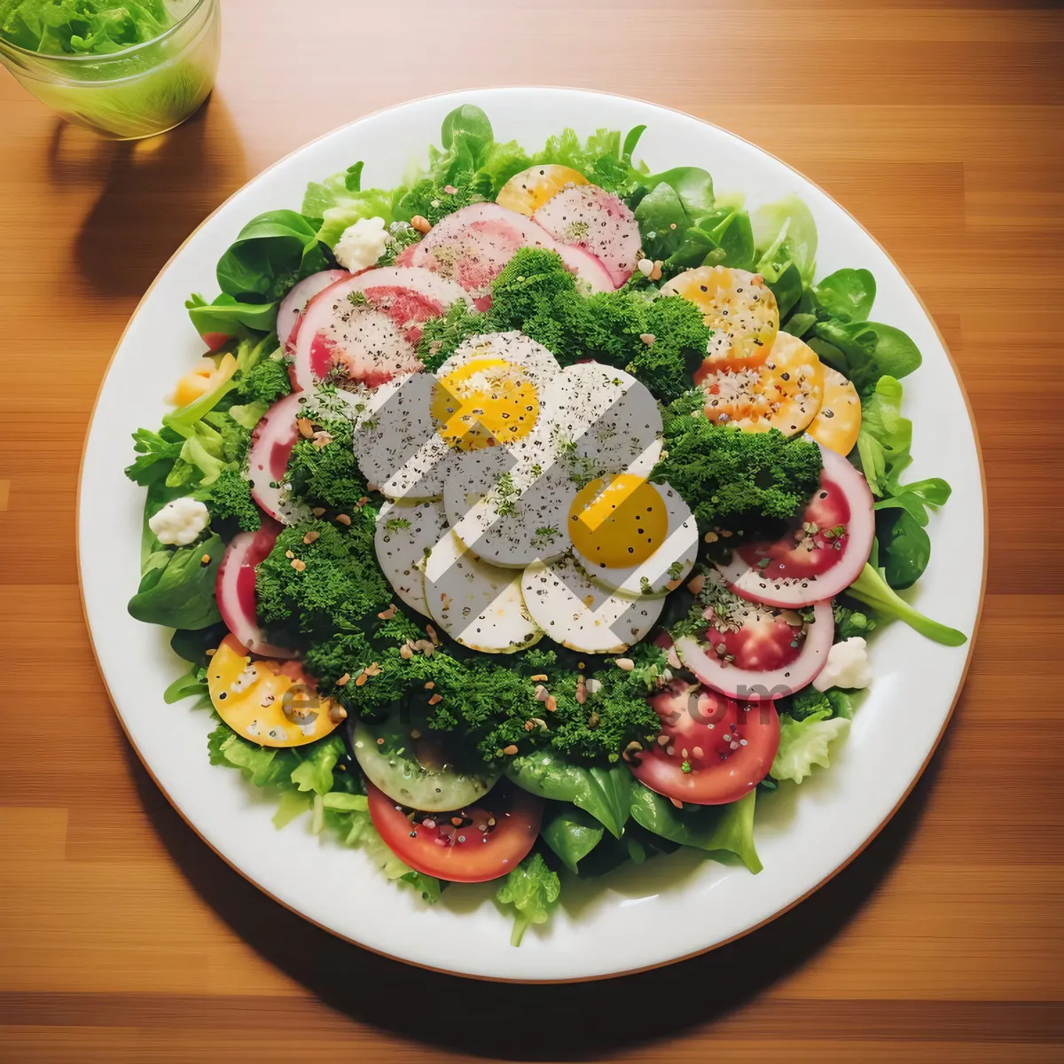 Picture of Delicious Gourmet Salad with Fresh Vegetables and Cheese