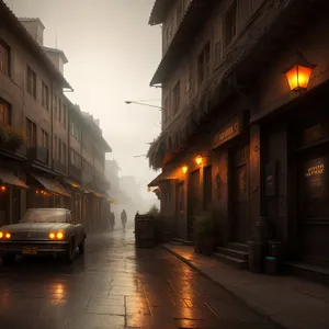 Historic Streetcar Passing Old City Buildings