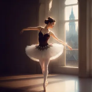 Seductive ballet dancer captivates in elegant pose.