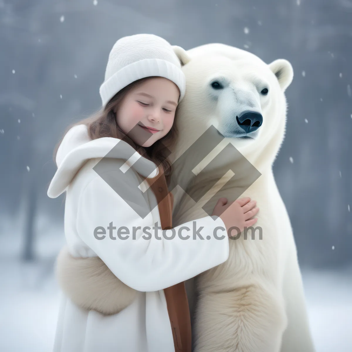 Picture of Happy adult wearing a cute hat next to snowman