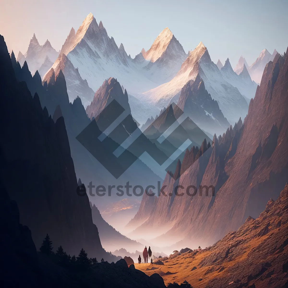 Picture of Snowy Mountain Landscape in Majestic Valley