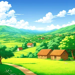 Serene Highland Landscape with Vast Meadow and Clear Sky