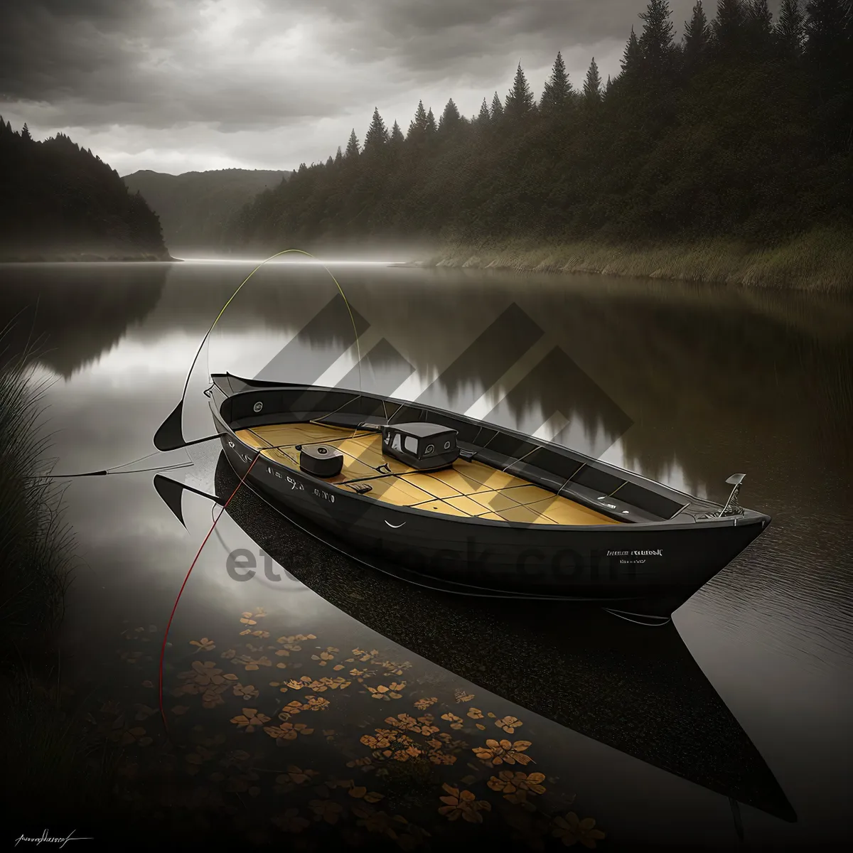 Picture of Serene Sunset Reflection on Ocean with Boats