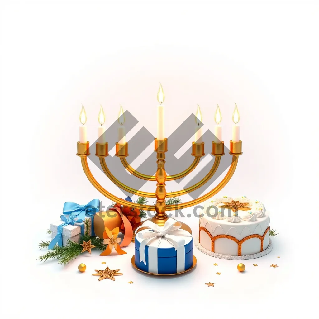 Picture of Colorful cartoon menorah with confetti design