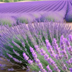 Lavender Garden: Fragrant Purple Blooms in Rural Field