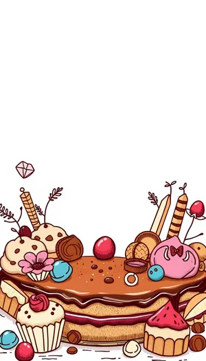 Floral Cartoon Holiday Card with Deer and Bunny