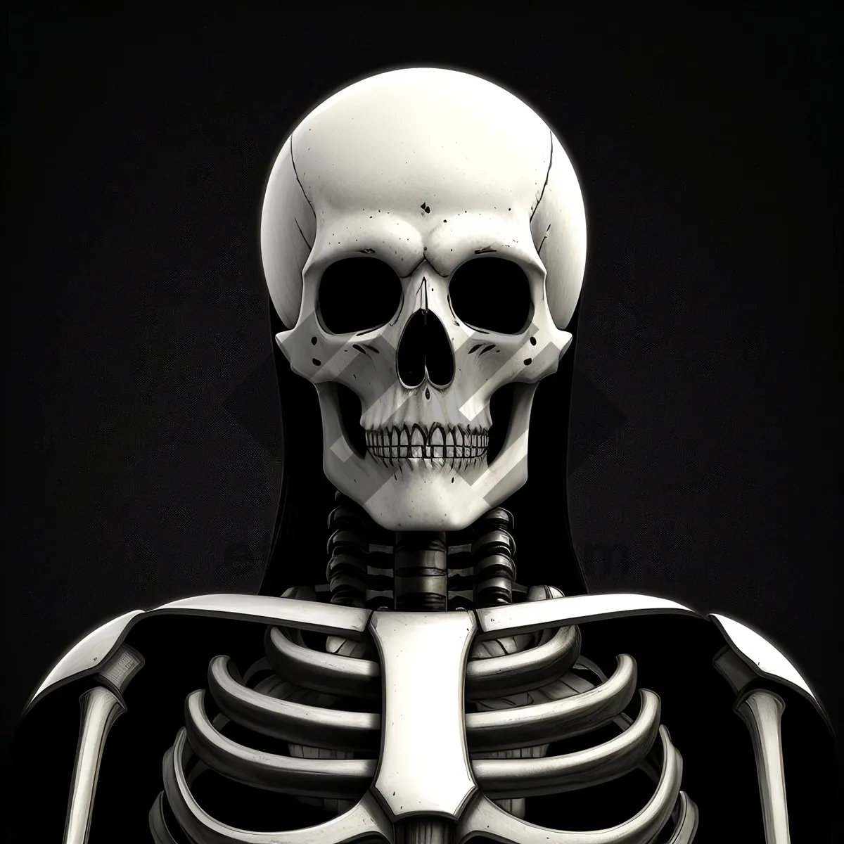 Picture of Horrifying Skull Sculpture with Skeleton Anatomy
