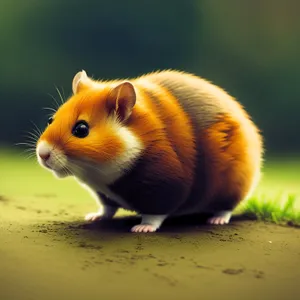 Cute Fluffy Hamster with Whiskers and Tail