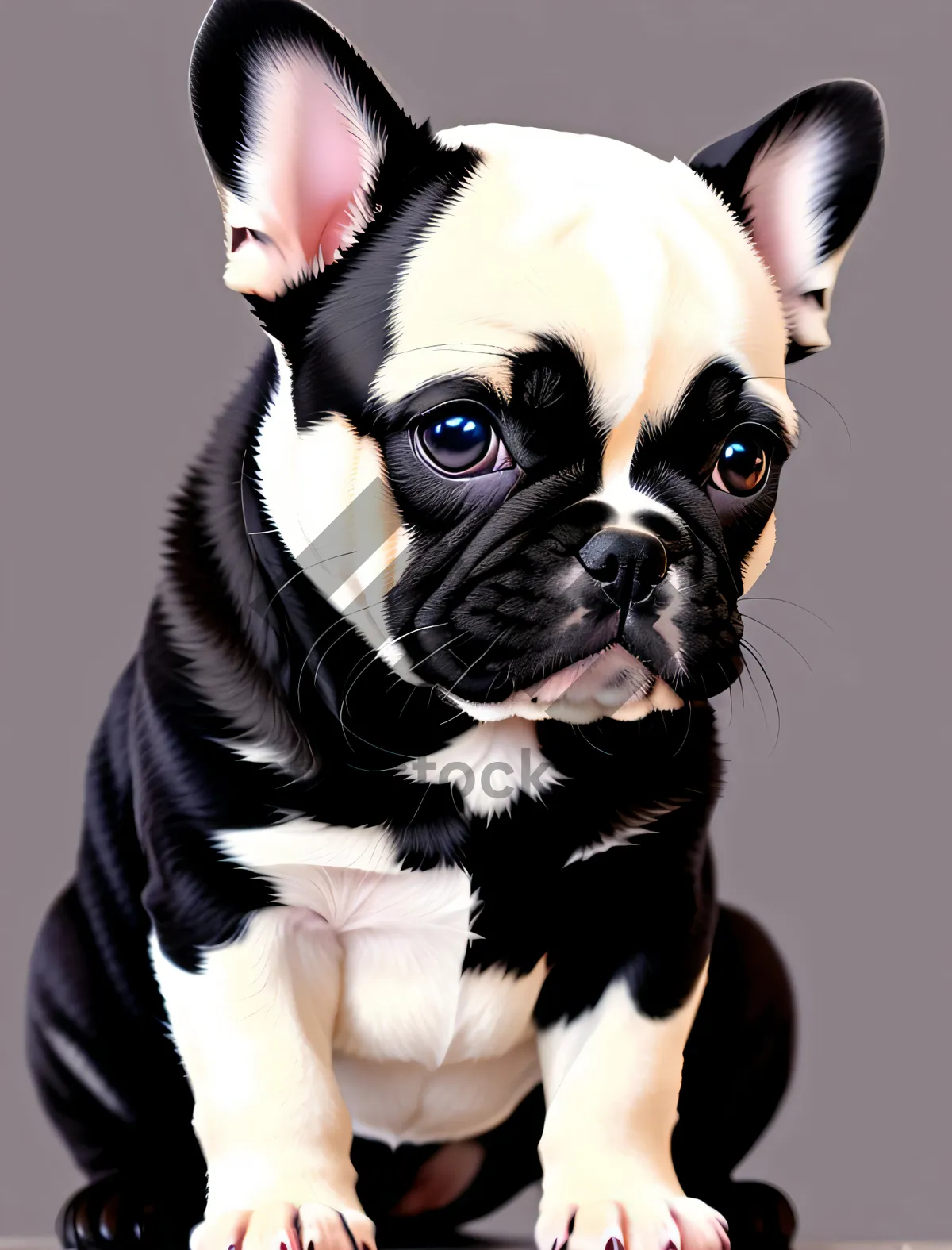 Picture of Captivating studio portrait featuring an adorable Bulldog Terrier puppy, capturing its irresistible charm