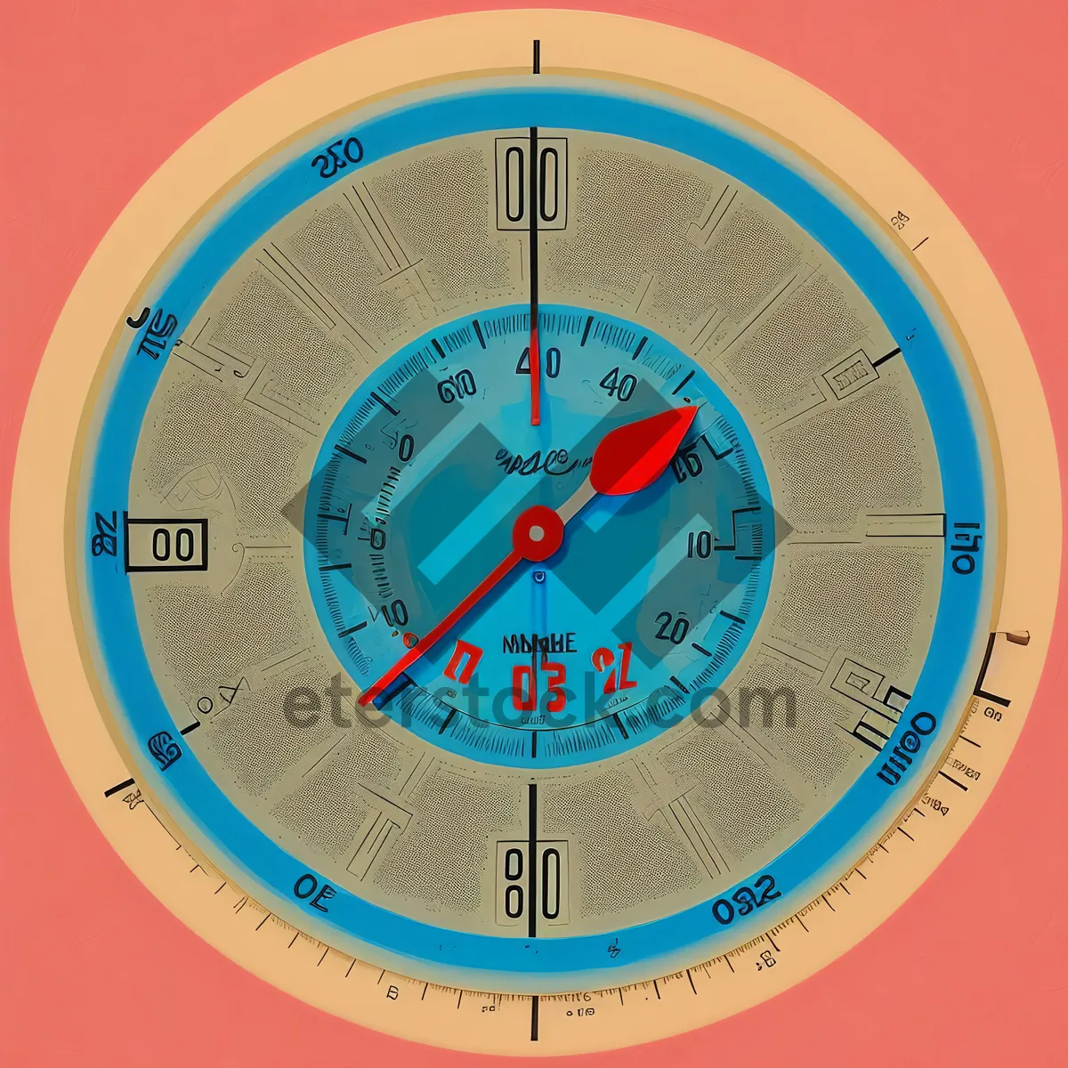 Picture of Analog Clock with Time and Compass