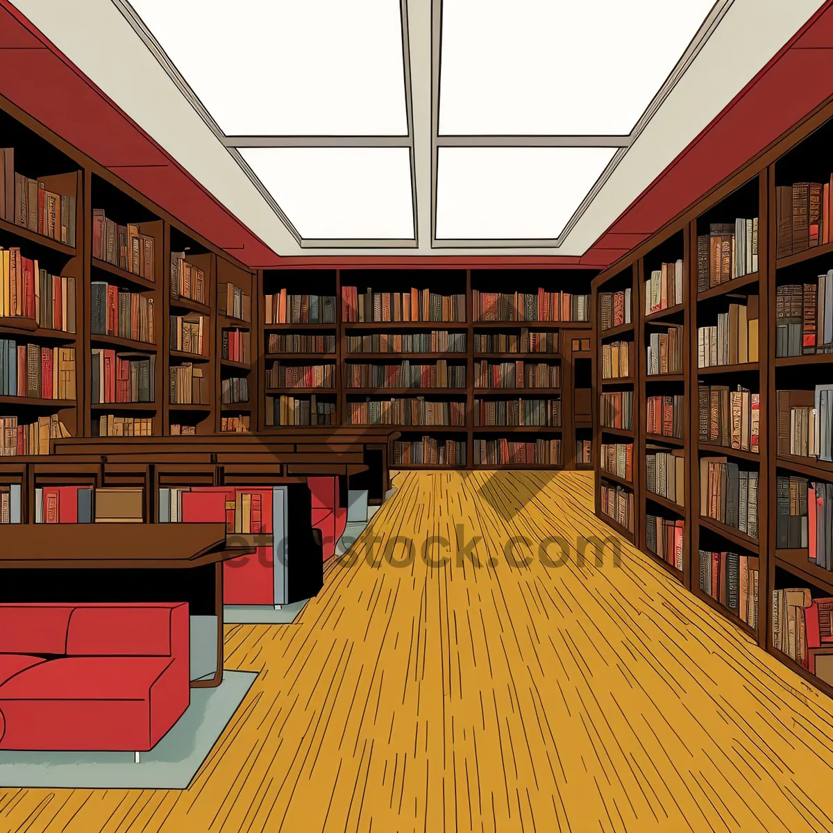 Picture of Interior library school learning bookshelf structure