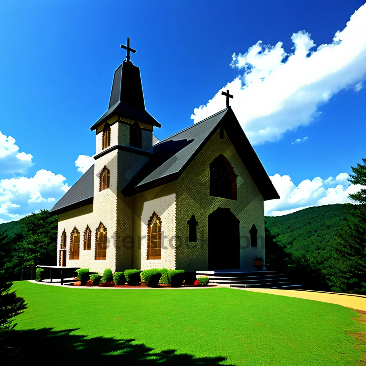 Picture of Ancient Monastery Tower in Historic Sky