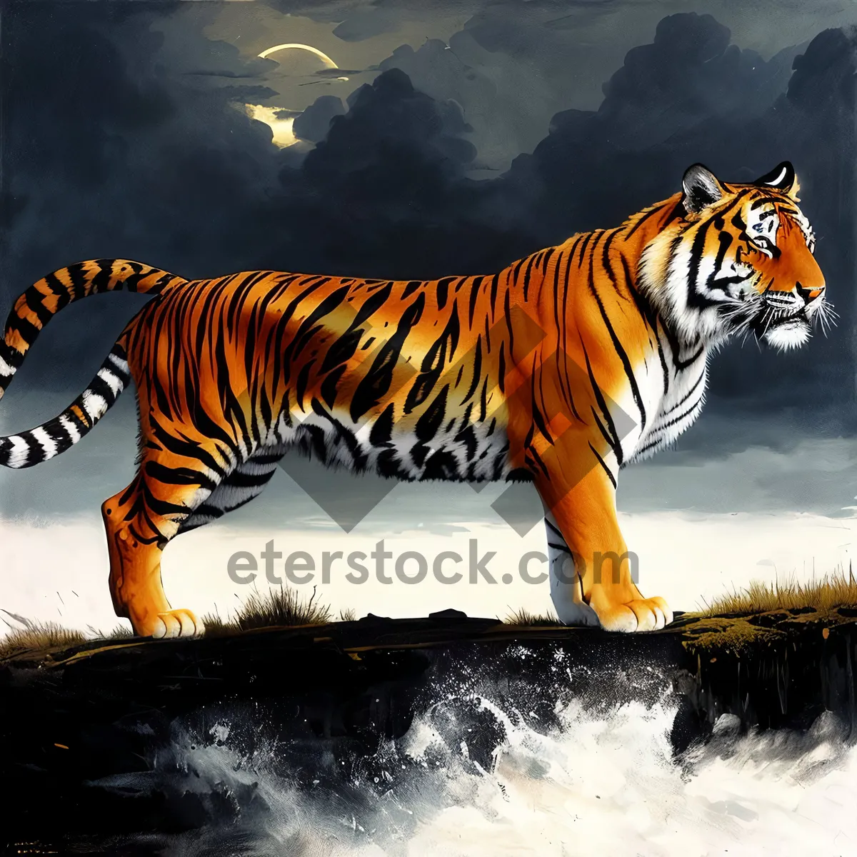 Picture of Wild Striped Feline in Jungle