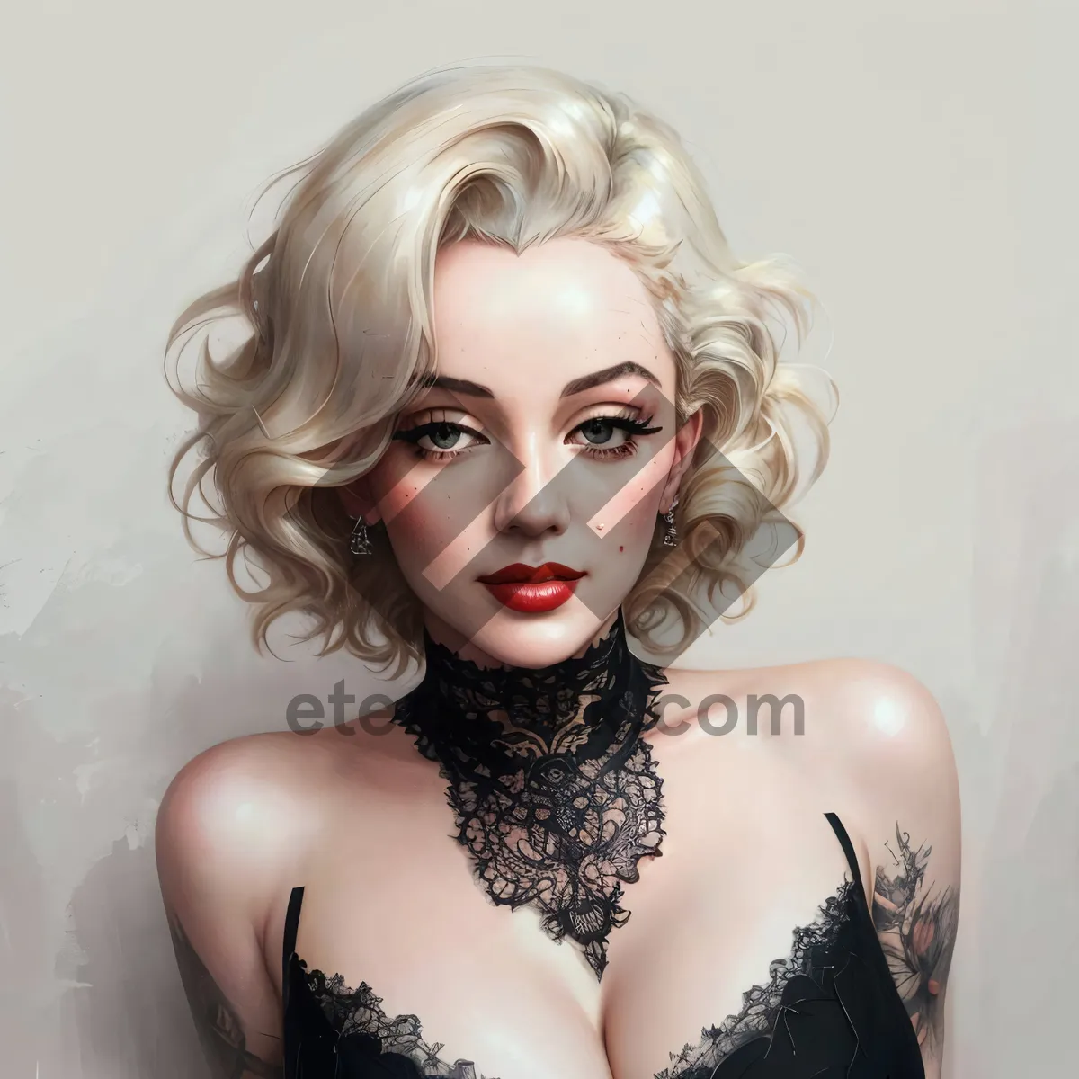 Picture of Blond model with sensual makeup and elegant attire