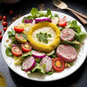 Delicious Gourmet Vegetable Salad with Fresh Meat