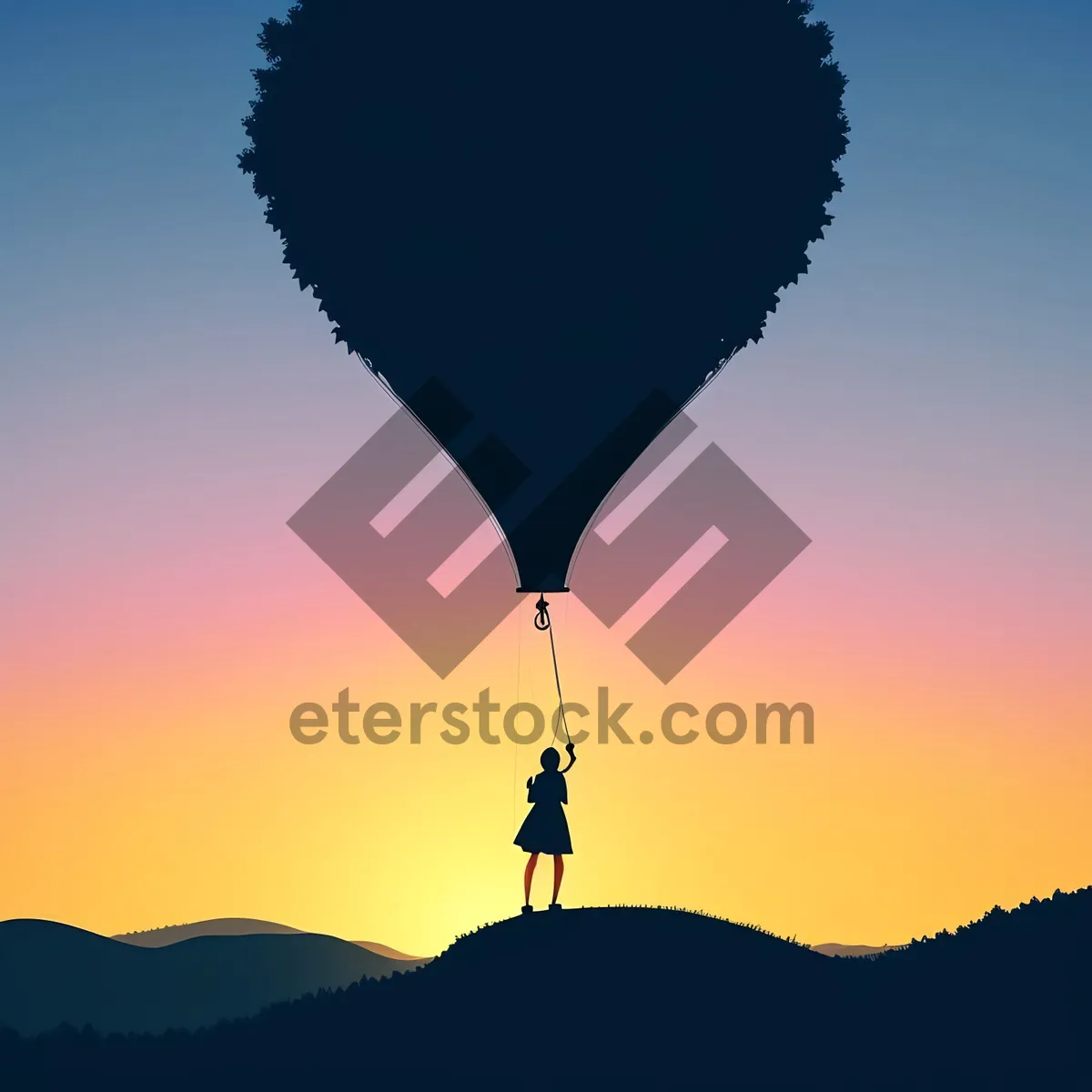 Picture of Colorful Hot Air Balloon Floating in the Sky