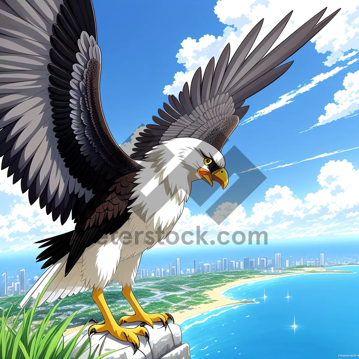 Picture of Magnificent Bald Eagle Soaring in the Sky.