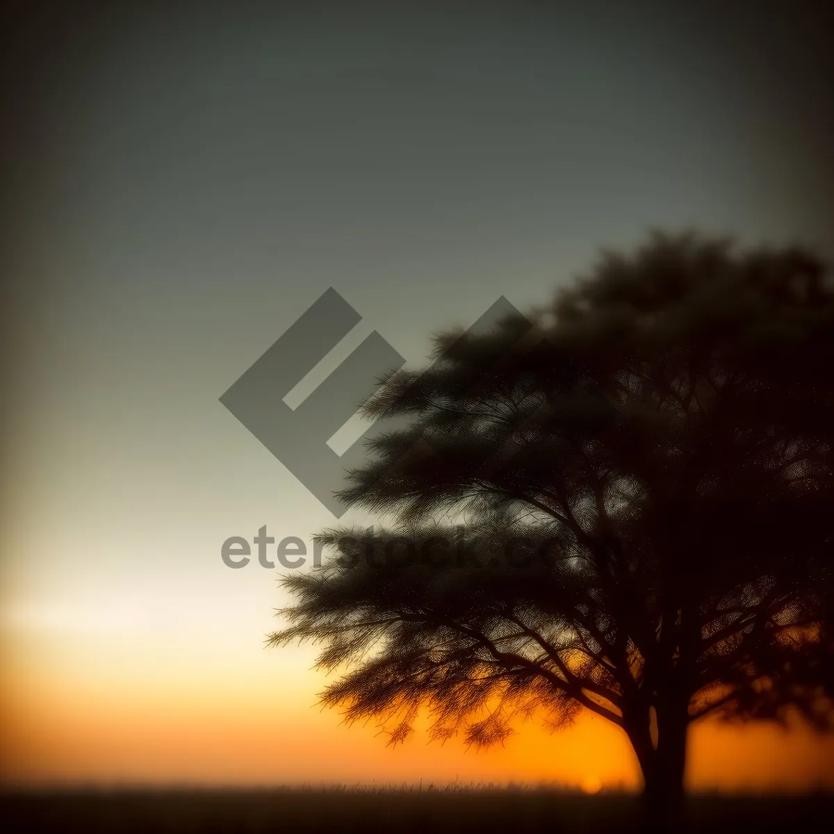 Picture of Vibrant Horizon: Majestic Sunset Skyline with Silhouetted Trees