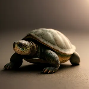 Slow and steady terrapin in its protective shell