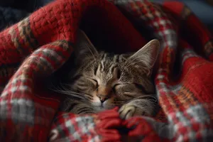 Gray tabby kitten with curious eyes