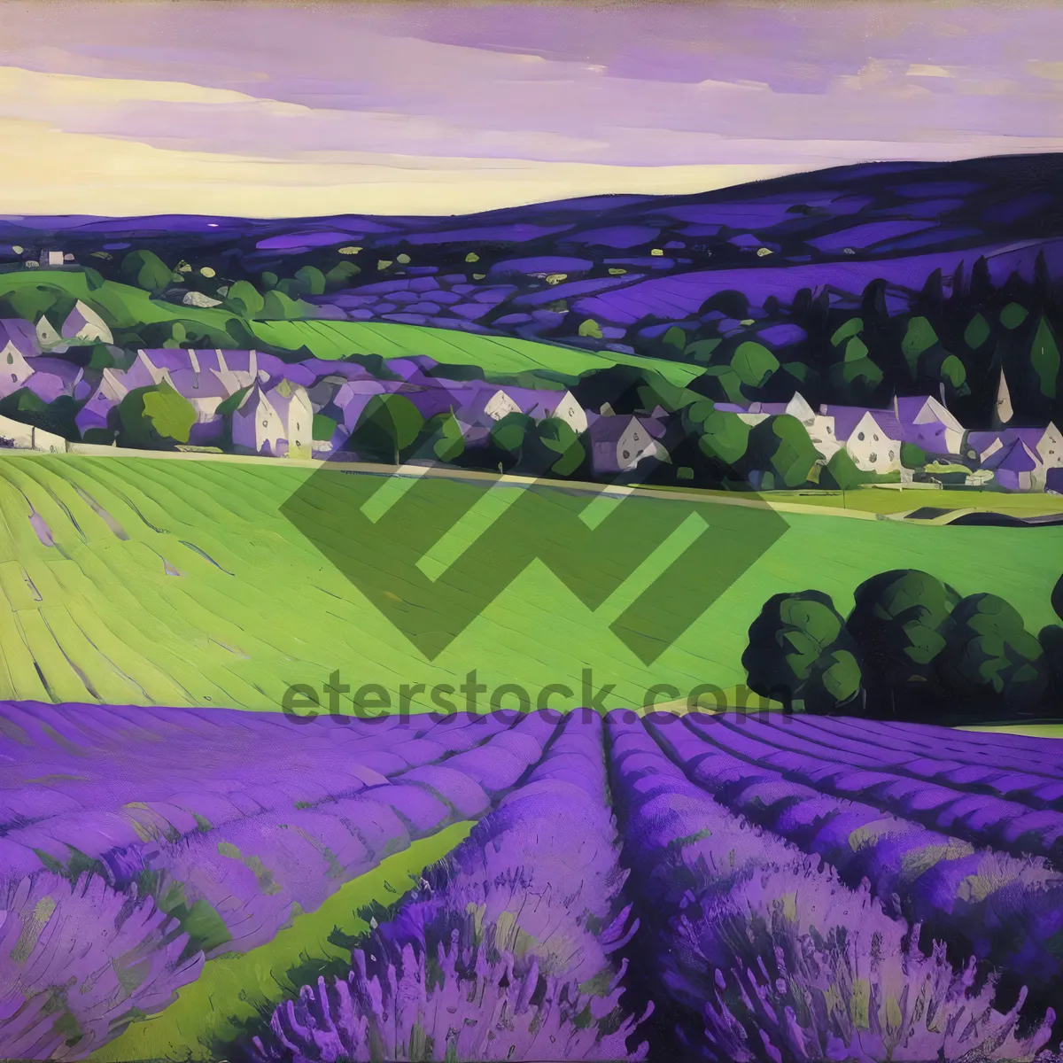 Picture of Vibrant Lavender Field Painting