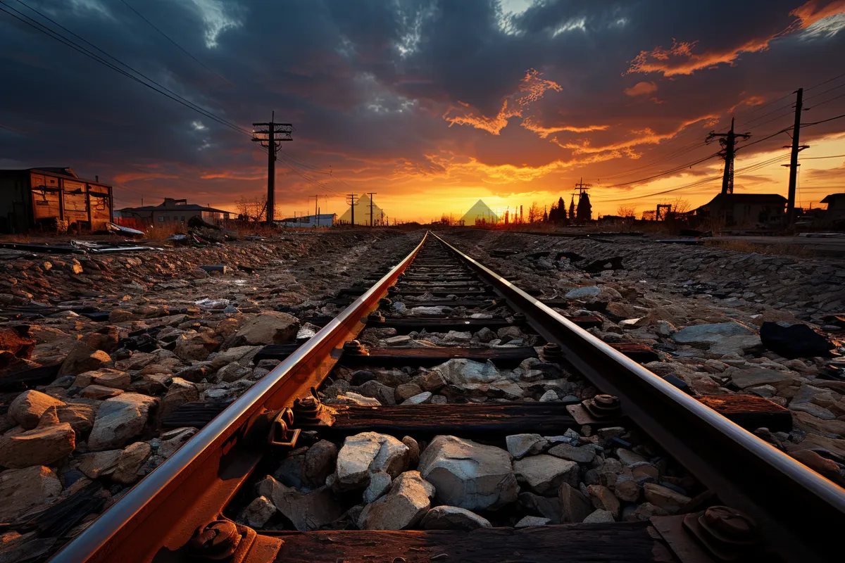 Picture of Steel railway tracks at the train station.